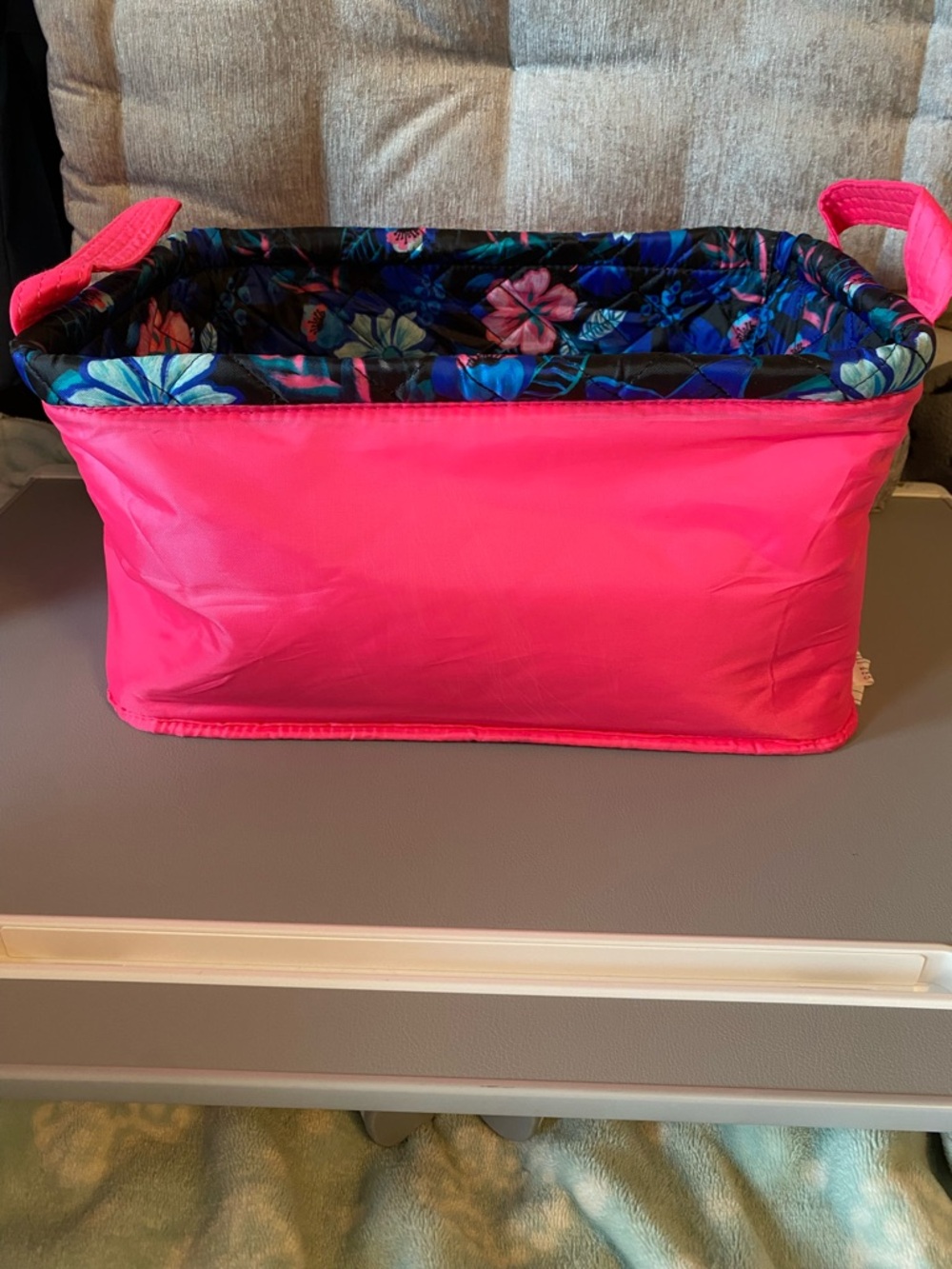 Lug Bright Pink Floral Organizer set of 3-reversible - Picture 3 of 5